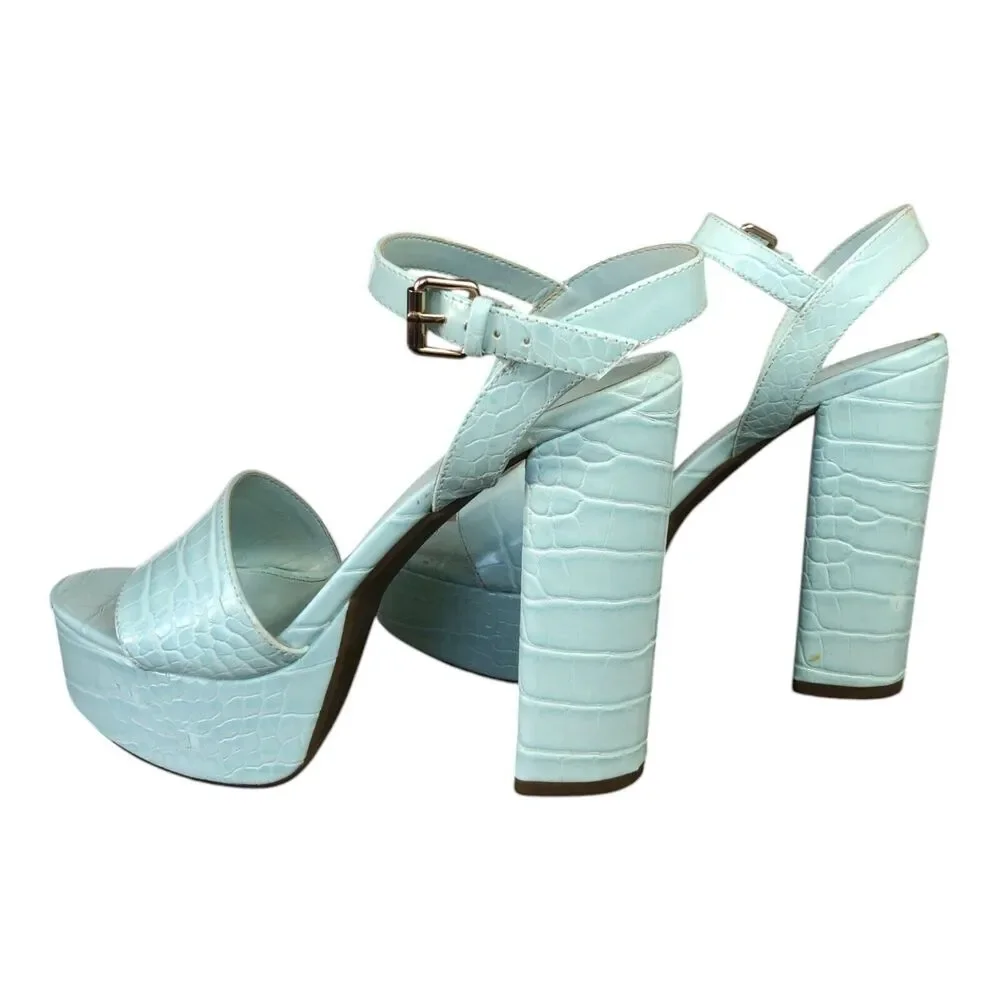 GUESS Powder Blue Y2K 80's 90's Retro Platform Chunky Heels Sz 9‎
